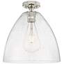 1_Crown Point Bristol 12"W Polished Nickel Flush Mount With Seedy Shade