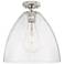 Crown Point Bristol 12"W Polished Nickel Flush Mount With Seedy Shade