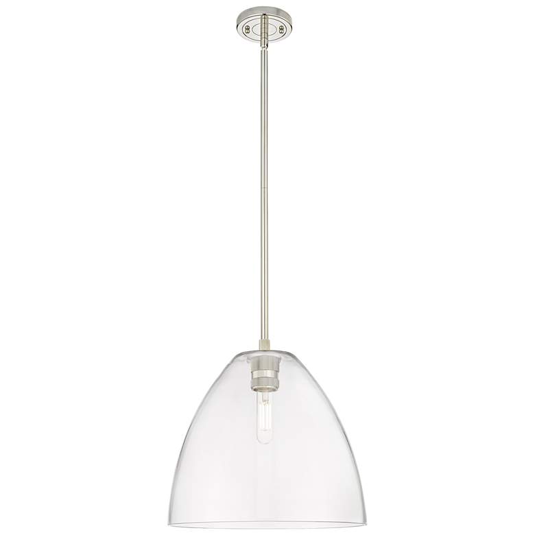 Image 1 Crown Point Bristol 12"W Polished Nickel Stem Pendant With Clear Shade
