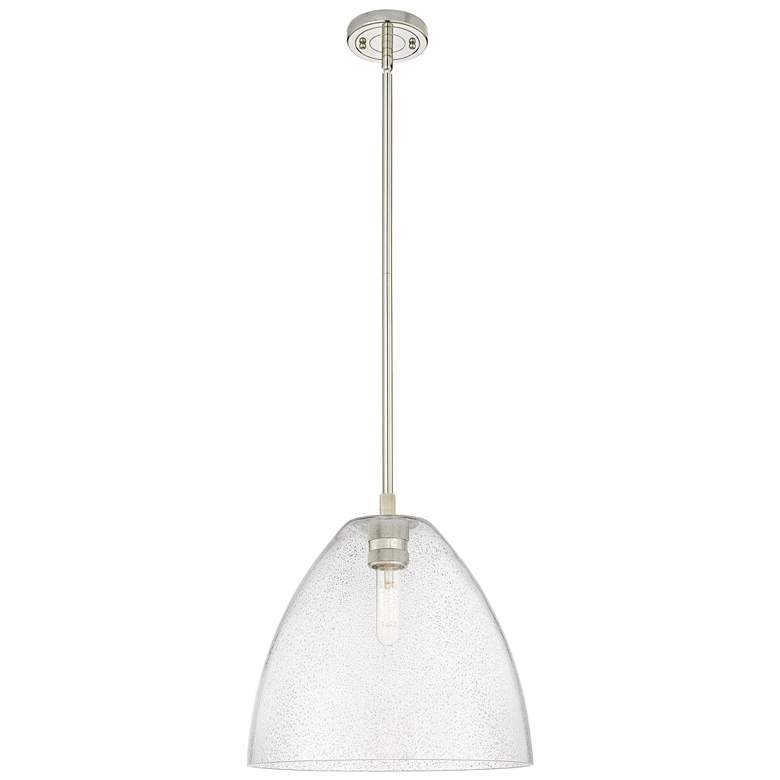 Image 1 Crown Point Bristol 12"W Polished Nickel Stem Pendant With Seedy Shade