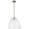 Crown Point Bristol 12"W Satin Nickel Stem Pendant With Seedy Shade