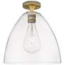 1_Crown Point Bristol 12" Wide Brushed Brass Flush Mount With Clear Shade