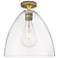 Crown Point Bristol 12" Wide Brushed Brass Flush Mount With Clear Shade