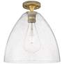1_Crown Point Bristol 12" Wide Brushed Brass Flush Mount With Seedy Shade