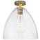 Crown Point Bristol 12" Wide Brushed Brass Flush Mount With Seedy Shade