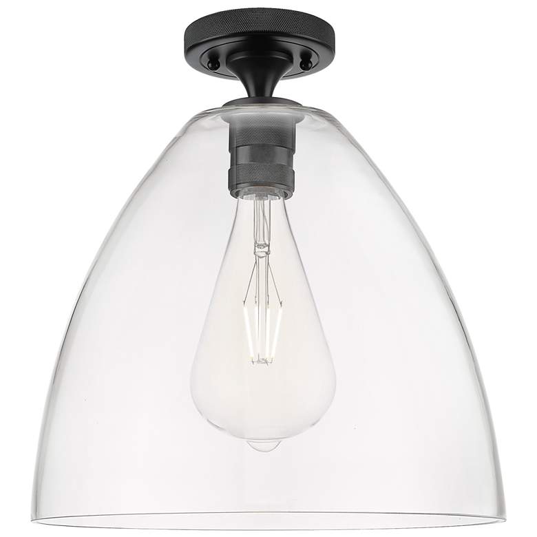 Image 1 Crown Point Bristol 12" Wide Matte Black Flush Mount With Clear Shade