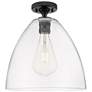 1_Crown Point Bristol 12" Wide Matte Black Flush Mount With Clear Shade