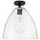 Crown Point Bristol 12" Wide Matte Black Flush Mount With Clear Shade