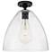 Crown Point Bristol 12" Wide Matte Black Flush Mount With Seedy Shade
