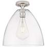 1_Crown Point Bristol 12" Wide Satin Nickel Flush Mount With Clear Shade