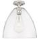 Crown Point Bristol 12" Wide Satin Nickel Flush Mount With Clear Shade