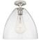 Crown Point Bristol 12" Wide Satin Nickel Flush Mount With Seedy Shade