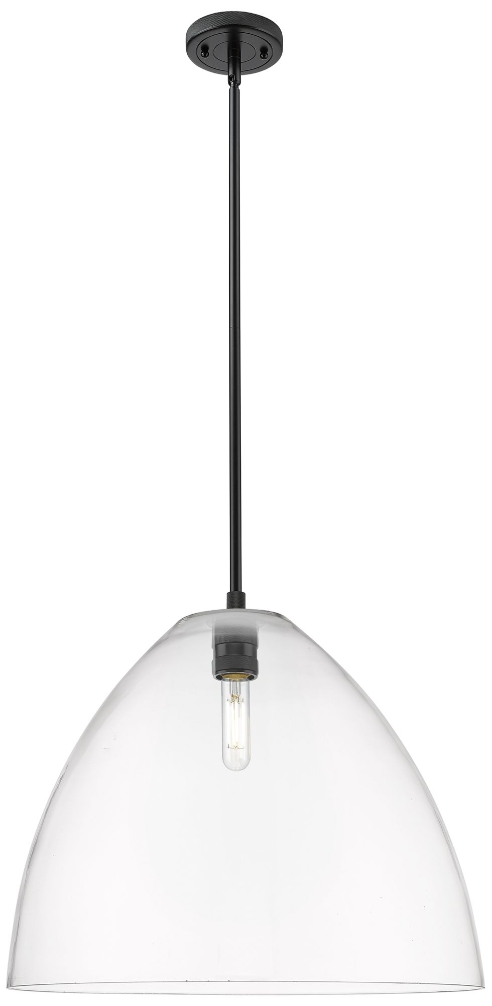 Crown Point Bristol 16"W Matte Black Stem Hung Pendant With Clear Shad