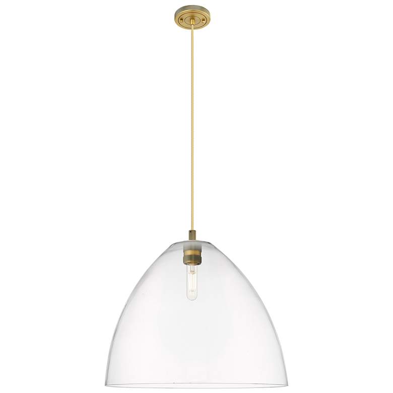 Image 1 Crown Point Bristol 16"W Brushed Brass Cord Pendant With Clear Shade