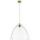 Crown Point Bristol 16"W Brushed Brass Cord Pendant With Clear Shade