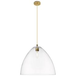 Crown Point Bristol 16"W Brushed Brass Cord Pendant With Clear Shade