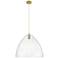 Crown Point Bristol 16"W Brushed Brass Cord Pendant With Seedy Shade