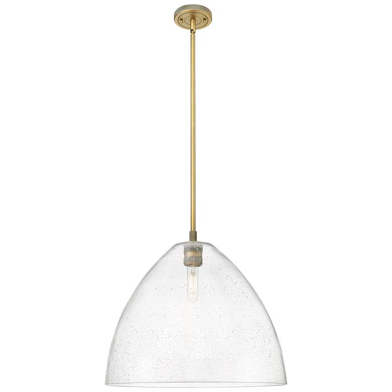 Image 1 Crown Point Bristol 16"W Brushed Brass Stem Pendant With Seedy Shade