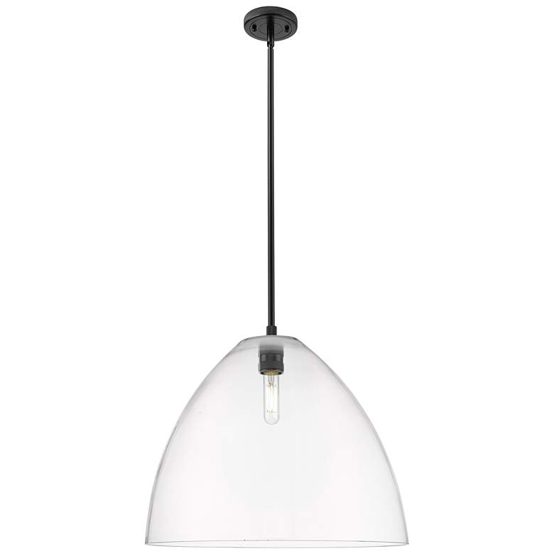 Image 1 Crown Point Bristol 16"W Matte Black Stem Hung Pendant With Clear Shade