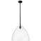 Crown Point Bristol 16"W Matte Black Stem Hung Pendant With Seedy Shade