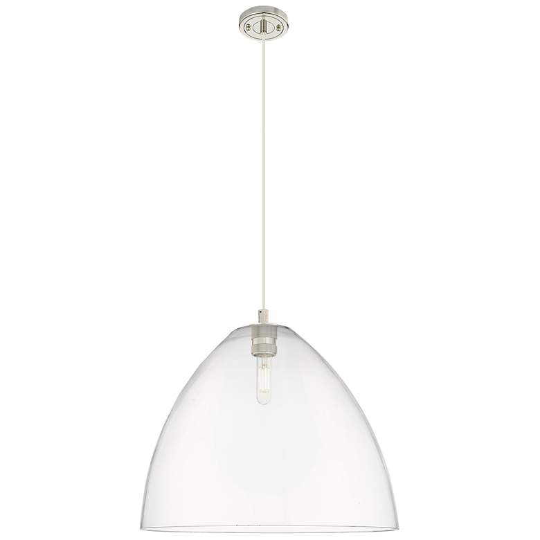 Image 1 Crown Point Bristol 16"W Polished Nickel Cord Pendant With Clear Shade
