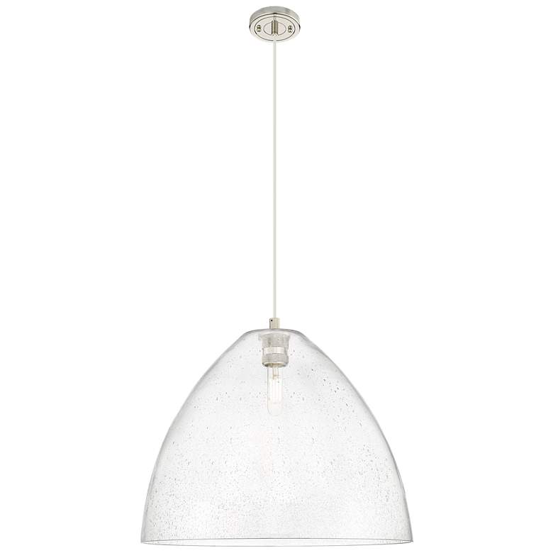 Image 1 Crown Point Bristol 16"W Polished Nickel Cord Pendant With Seedy Shade