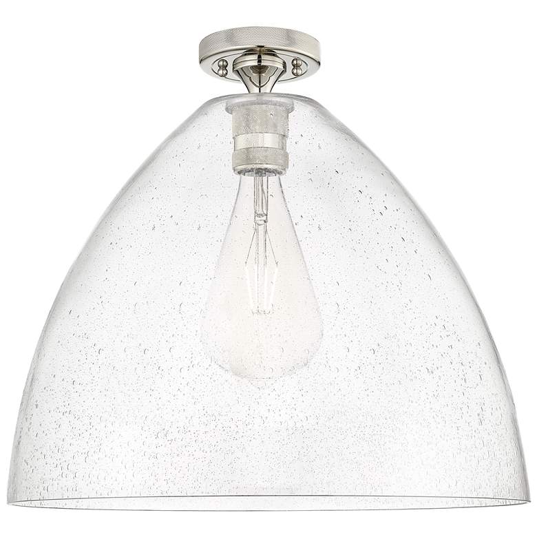 Image 1 Crown Point Bristol 16"W Polished Nickel Flush Mount With Seedy Shade