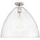 Crown Point Bristol 16"W Polished Nickel Flush Mount With Seedy Shade