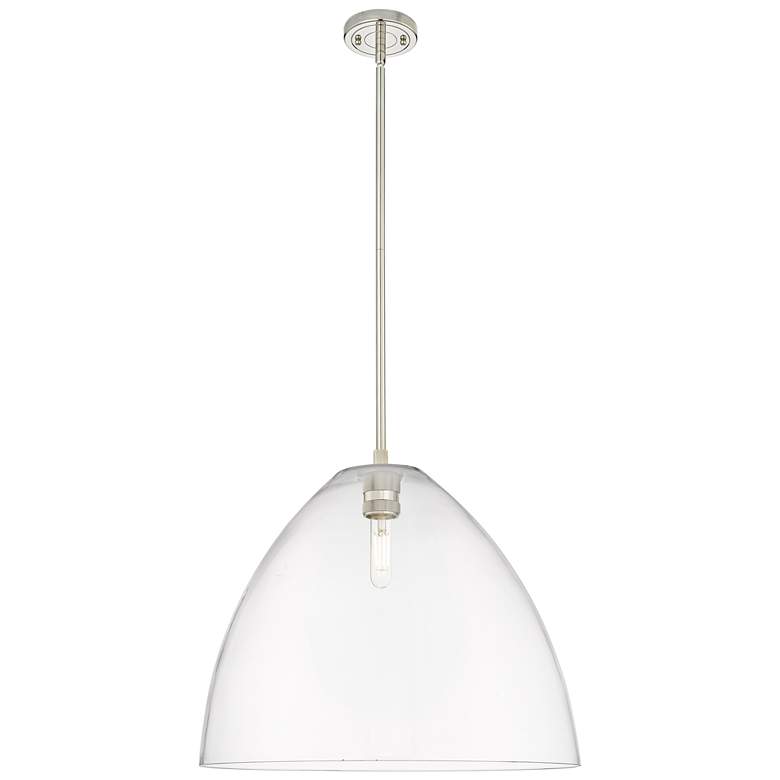 Image 1 Crown Point Bristol 16"W Polished Nickel Stem Pendant With Clear Shade