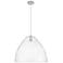 Crown Point Bristol 16"W Satin Nickel Cord Pendant With Seedy Shade