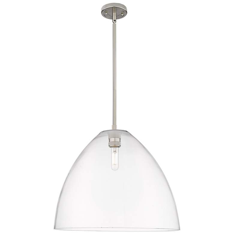 Image 1 Crown Point Bristol 16"W Satin Nickel Stem Pendant With Clear Shade