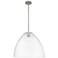 Crown Point Bristol 16"W Satin Nickel Stem Pendant With Clear Shade