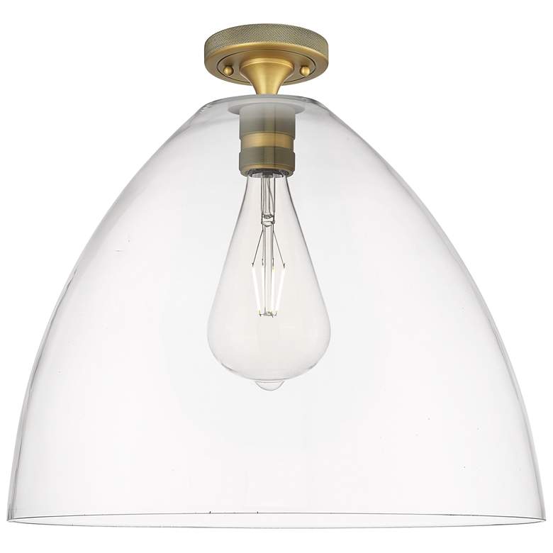 Image 1 Crown Point Bristol 16" Wide Brushed Brass Flush Mount With Clear Shade