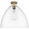 Crown Point Bristol 16" Wide Brushed Brass Flush Mount With Clear Shade