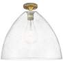 1_Crown Point Bristol 16" Wide Brushed Brass Flush Mount With Seedy Shade
