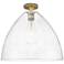 Crown Point Bristol 16" Wide Brushed Brass Flush Mount With Seedy Shade