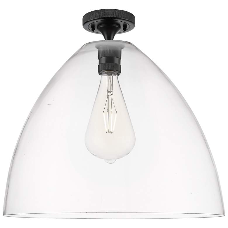 Image 1 Crown Point Bristol 16" Wide Matte Black Flush Mount With Clear Shade