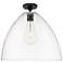 Crown Point Bristol 16" Wide Matte Black Flush Mount With Clear Shade