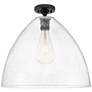 1_Crown Point Bristol 16" Wide Matte Black Flush Mount With Seedy Shade
