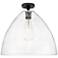 Crown Point Bristol 16" Wide Matte Black Flush Mount With Seedy Shade