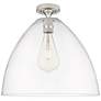 1_Crown Point Bristol 16" Wide Satin Nickel Flush Mount With Clear Shade