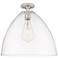 Crown Point Bristol 16" Wide Satin Nickel Flush Mount With Clear Shade