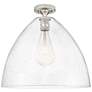 1_Crown Point Bristol 16" Wide Satin Nickel Flush Mount With Seedy Shade