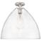 Crown Point Bristol 16" Wide Satin Nickel Flush Mount With Seedy Shade