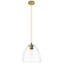 1_Crown Point Bristol 9"W Brushed Brass Cord Pendant With Clear Shade