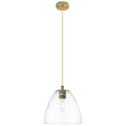 Crown Point Bristol 9"W Brushed Brass Cord Pendant With Clear Shade