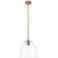 Crown Point Bristol 9"W Brushed Brass Stem Pendant With Clear Shade