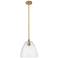 Crown Point Bristol 9"W Brushed Brass Stem Pendant With Seedy Shade