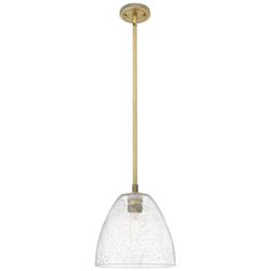 Crown Point Bristol 9"W Brushed Brass Stem Pendant With Seedy Shade