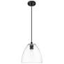 Crown Point Bristol 9"W Matte Black Cord Hung Pendant With Clear Shade